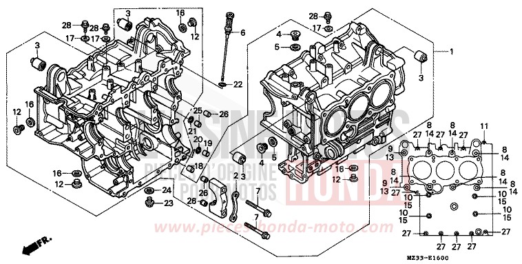 ZYLINDERBLOCK (1) von Gold Wing PEARL ROYAL MAGENTA (RP151K) von 1994